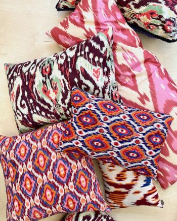 Vintage Faux Ikat cushion, Uzbekistan