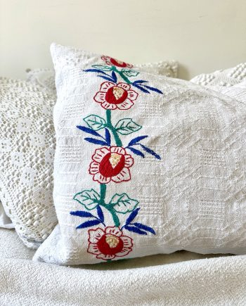 Cushion made with old embroidered textile from Hungary