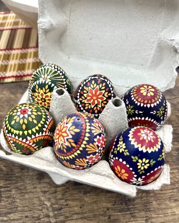 Set of six red sorbian easter eggs