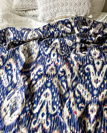 Cotton blanket, faux-ikat from Uzbekistan (Kurpa)