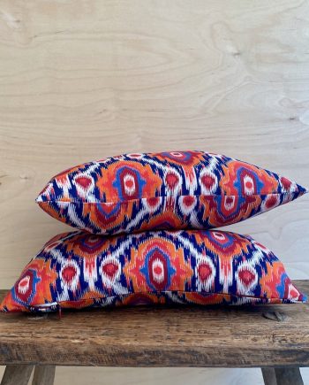 Vintage Faux Ikat neck cushion, Uzbekistan