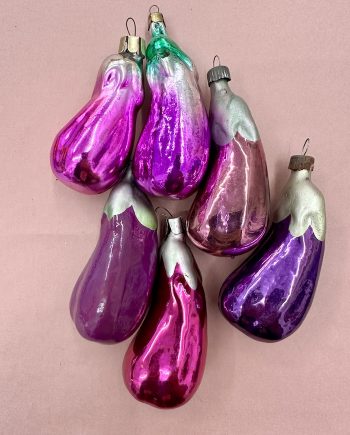 6 x antique christmas ornaments, Eggplants