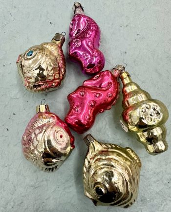 6 x antique christmas ornaments, underwater love