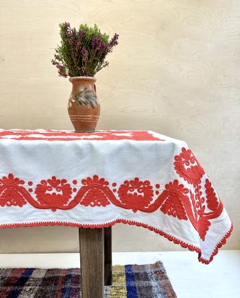Hand embroidered tablecloth, Kalotaszeg, Romania