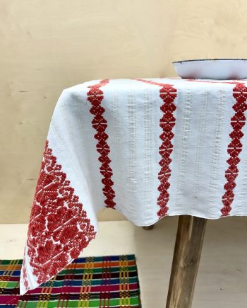 Handwoven antique linen tablecloth from Romania