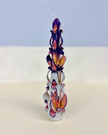 Tapper candle in purple/yellow/white from Ukraine