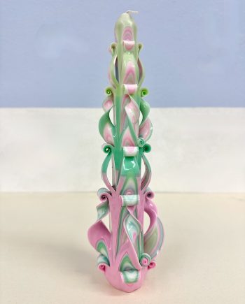 Tapper candle in pink/green/white from Ukraine