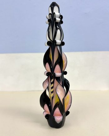 Tapper candle in green/apricot/white from Ukraine