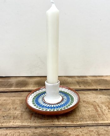 Candle holder in blue/green from Horezu, Romania