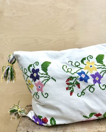 Cushion made with old embroidered textile from Eastern Europe